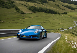 Une espèce de Porsche sur une route montagneuse 